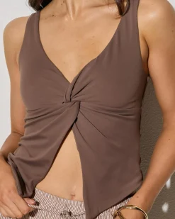 Tops*Ava And Ever Frankie Split Front Top Espresso