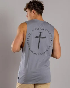 Tops & T-Shirts*Lucid Fray Muscle Tank Lt Grey Acid