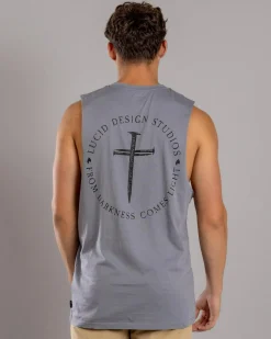 Tops & T-Shirts*Lucid Fray Muscle Tank Lt Grey Acid