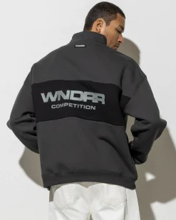 Hoodies & Sweatshirts*Wndrr Frequency Panel 1/4 Zip Sweatshirt Faded Black