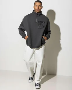 Hoodies & Sweatshirts*Wndrr Frequency Panel 1/4 Zip Sweatshirt Faded Black