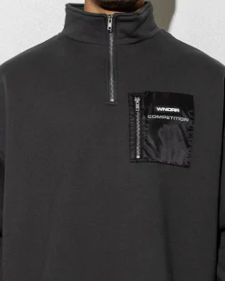 Hoodies & Sweatshirts*Wndrr Frequency Panel 1/4 Zip Sweatshirt Faded Black