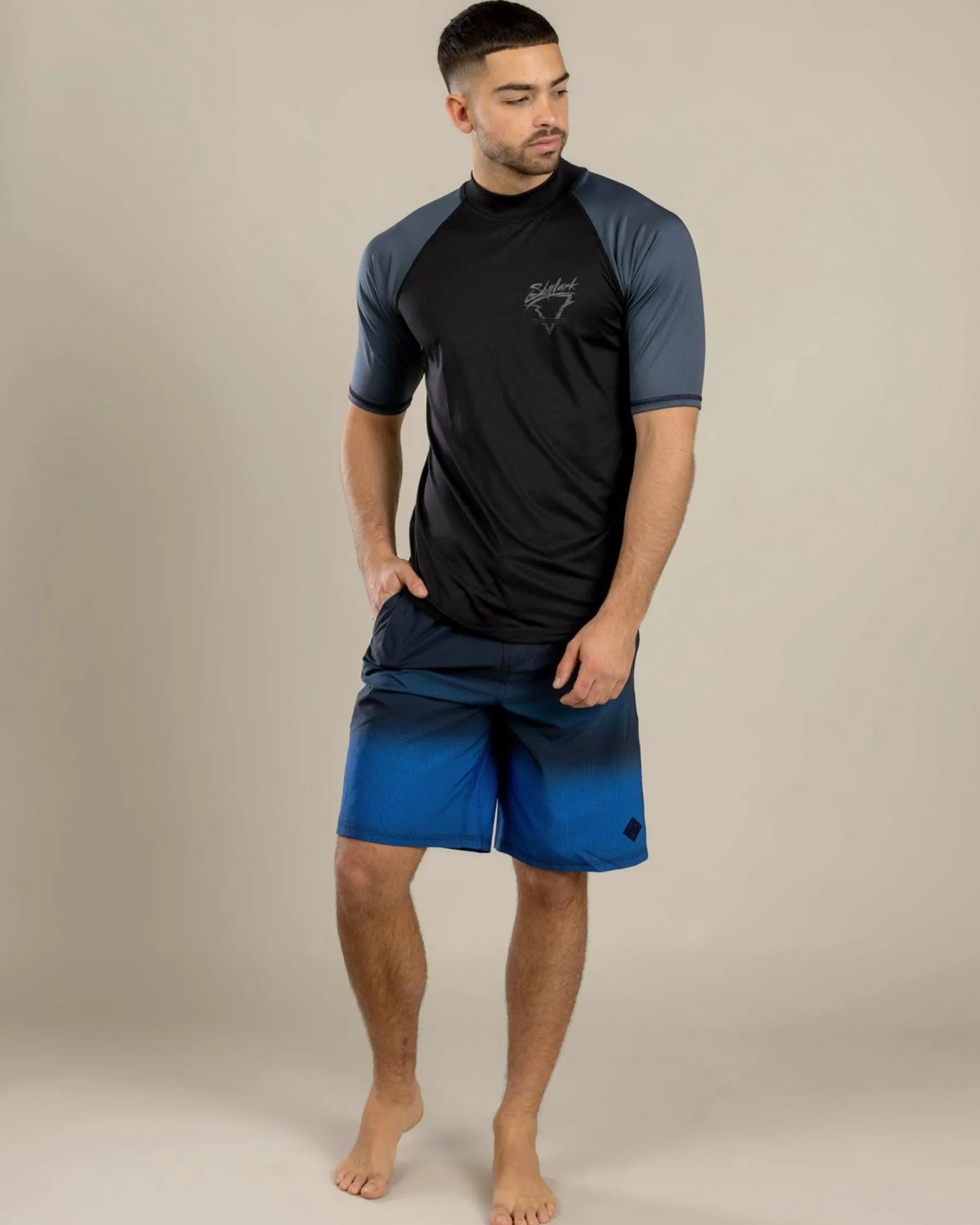Rashies*Skylark Frequency Short Sleeve Rash Vest Black/ Charcoal