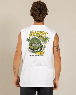 Tops & T-Shirts*The Mad Hueys Frothin Coffin Muscle Tank White