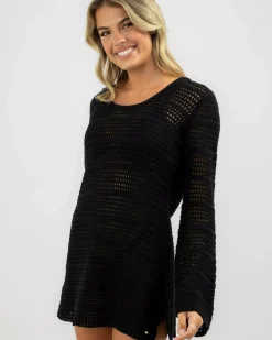Beach Covers & Overswim*Topanga Gemini Crochet Cover Up Black