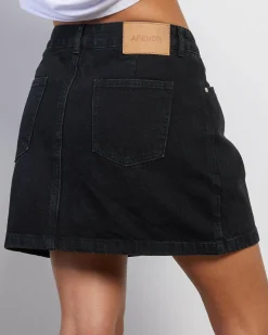 Bottoms*Afends Georgia Organic Denim Skirt Washed Black