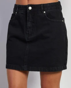 Bottoms*Afends Georgia Organic Denim Skirt Washed Black