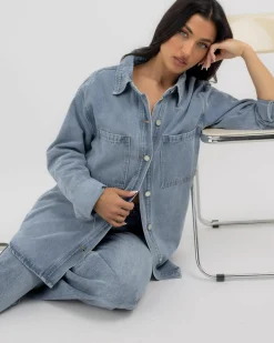 Jackets & Coats*Country Denim Georgie Shacket Light Mid