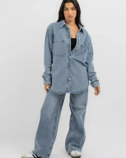 Jackets & Coats*Country Denim Georgie Shacket Light Mid