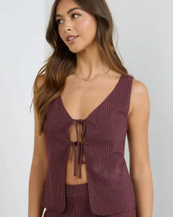 Best Gia Stripe Tie Top Women Sets|Tops