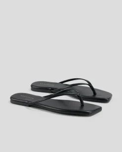 Slides*Ava And Ever Gigi Thong Slide Sandals Black