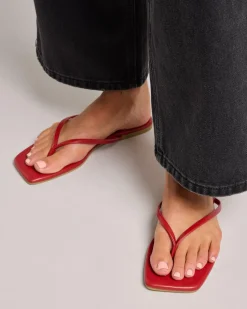 Slides*Ava And Ever Gigi Thong Slide Sandals Garnet
