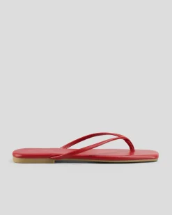 Slides*Ava And Ever Gigi Thong Slide Sandals Garnet