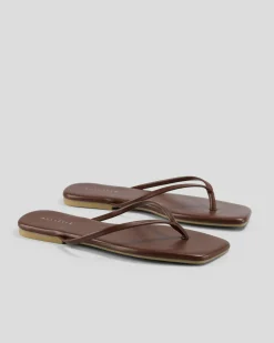 Slides*Ava And Ever Gigi Thong Slide Sandals Espresso