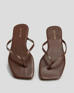 Slides*Ava And Ever Gigi Thong Slide Sandals Espresso