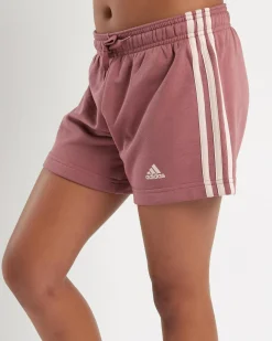 Bottoms*adidas Girls' 3 Stripe Shorts Preloved Crimson/sandy Pink