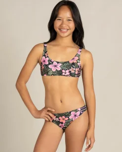 Girls' Active Floral Bralette Bikini Set Kids Bikinis