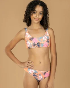 Girls' Active Floral Bralette Bikini Set Kids Bikinis
