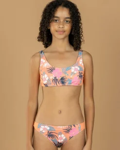 Girls' Active Floral Bralette Bikini Set Kids Bikinis