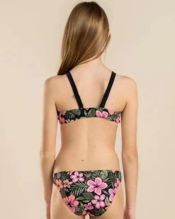 Girls' Active Floral Crop Top Bikini Set Kids Bikinis