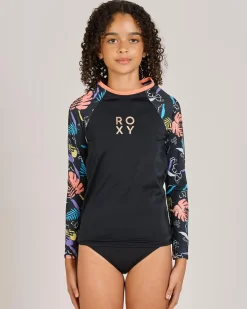 Clearance Girl's Active Long Sleeve Rash Vest Kids Rash Vests