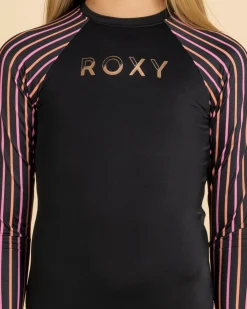 Surf|Wetsuits & Surfsuits*Roxy Girls' Active Stripe Long Sleeve Surfsuit Anthracite Bold Stripe