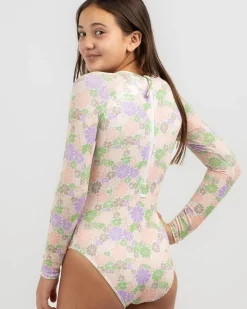 Surf|Wetsuits & Surfsuits*Roxy Girls' All About Sol Long Sleeve Surfsuit White All About Sol Mini Rg