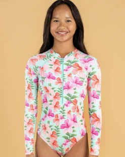 Surf|Wetsuits & Surfsuits*Topanga Girls' Alora Surfsuit Seafoam/multi