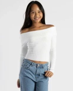 Hot Girls' Ari Off Shoulder Knit Top Kids Tops