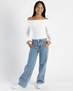 Hot Girls' Ari Off Shoulder Knit Top Kids Tops