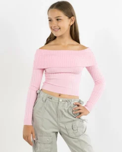 Tops*Ava And Ever Girls' Ari Off Shoulder Knit Top Pink