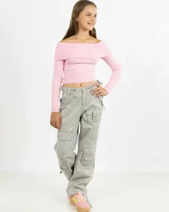 Tops*Ava And Ever Girls' Ari Off Shoulder Knit Top Pink