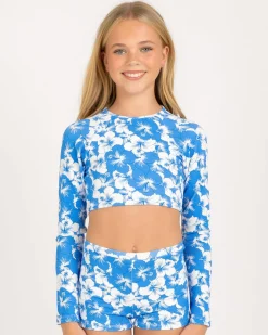 New Girls' Aruba Crop Long Sleeve Rash Vest Set Kids Rash Vests
