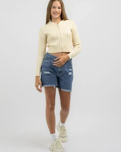 Outerwear*Ava And Ever Girls' Bailee Hooded Cable Knit Jumper Seashell