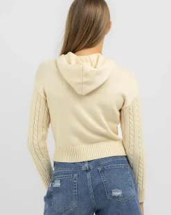 Outerwear*Ava And Ever Girls' Bailee Hooded Cable Knit Jumper Seashell