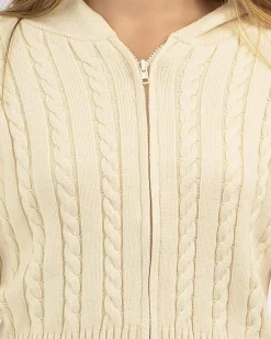 Outerwear*Ava And Ever Girls' Bailee Hooded Cable Knit Jumper Seashell