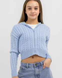 Sale Girls' Bailee Hooded Cable Knit Jumper Kids Outerwear