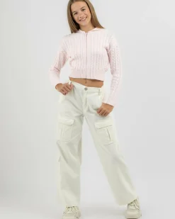 Outerwear*Ava And Ever Girls' Bailee Hooded Cable Knit Jumper Light Pink