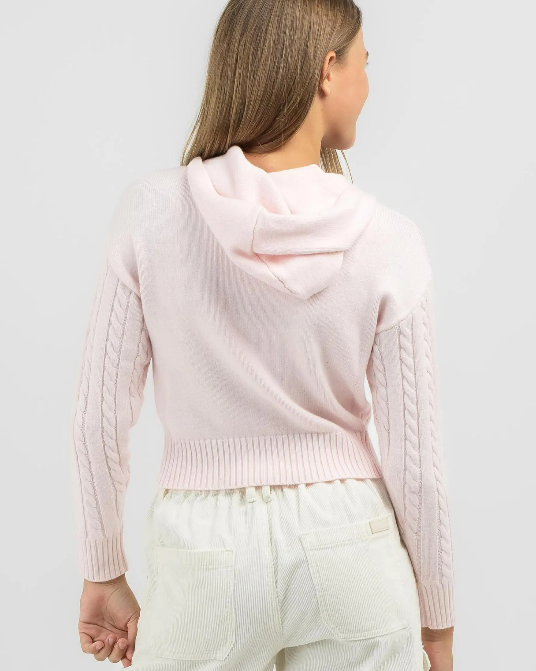 Outerwear*Ava And Ever Girls' Bailee Hooded Cable Knit Jumper Light Pink