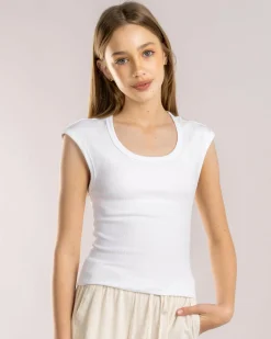 Outlet Girls' Basic Rib Scoop Neck Tee Kids Tops