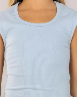 Tops*Ava And Ever Girls' Basic Rib Scoop Neck Tee Light Blue