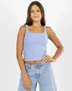 Tops*Mooloola Girls' Basic Square Neck Rib Tank Top Cornflower
