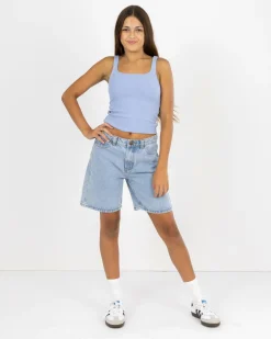 Tops*Mooloola Girls' Basic Square Neck Rib Tank Top Cornflower