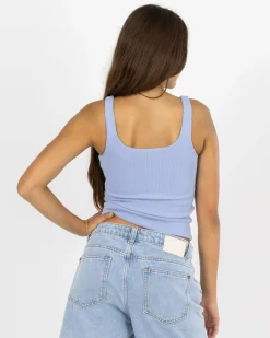 Tops*Mooloola Girls' Basic Square Neck Rib Tank Top Cornflower