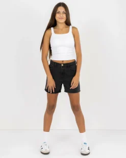 Tops*Mooloola Girls' Basic Square Neck Rib Tank Top White