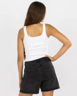 Tops*Mooloola Girls' Basic Square Neck Rib Tank Top White