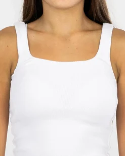 Tops*Mooloola Girls' Basic Square Neck Rib Tank Top White