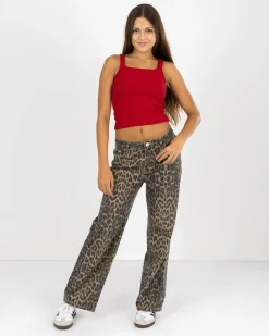 Tops*Mooloola Girls' Basic Square Neck Rib Tank Top Berry