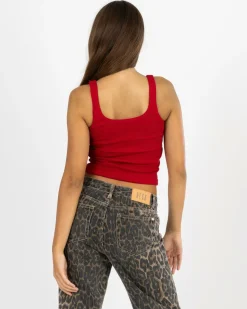 Tops*Mooloola Girls' Basic Square Neck Rib Tank Top Berry