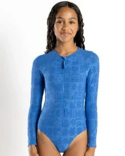 Surf|Wetsuits & Surfsuits*Roxy Girls' Beach Check Long Sleeve Surfsuit Nebulas Blue Beach Check